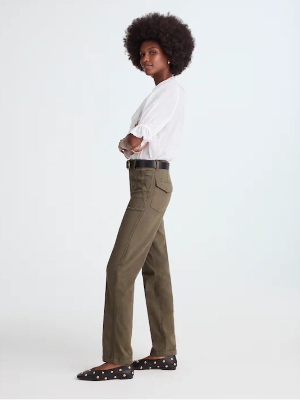 Madewell women’s Utility Straight-Leg Pants faded olive Size 27 NWT - Picture 2 of 10